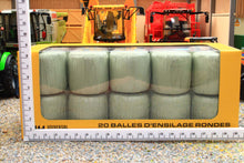 Load image into Gallery viewer, Universal Hobbies 1 32 scale boxed set of 20 green wrapped round silage bales with only the bales included