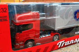 WEL32671R WELLY 1:32 Scale Scania R730 Lorry with Container Trailer