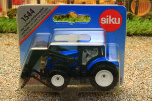 1544 SIKU 187 SCALE NEW HOLLAND TRACTOR WITH FRONT LOADER AND PALLET FORKS PLUS PALLET