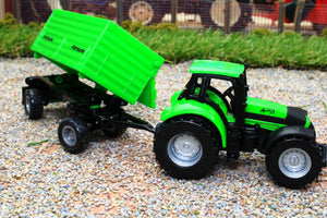 1606 Siku 1:87 Scale Deutz Fahr Tractor with Fortuna Side Tipping Trailer