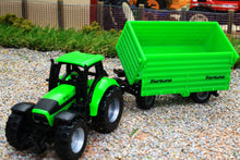 Load image into Gallery viewer, 1606 Siku 1:87 Scale Deutz Fahr Tractor with Fortuna Side Tipping Trailer
