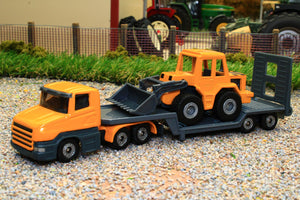 1616 Siku 1:87 Scale Lorry with Low Loader trailer and Loading Machine