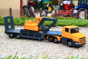 1611 Siku 1:87 Scale Articulated Lorry with Low Loader and Digger