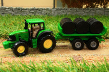 Load image into Gallery viewer, 1632 SIKU 187 SCALE JOHN DEERE TRACTOR WITH ROUND BALE TRAILER