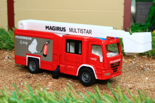 1749 Siku 187 Scale Magirus Multistar Fire Engine With Telescopic Mast Tractors And Machinery (1:87