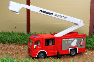 1749 Siku 187 Scale Magirus Multistar Fire Engine With Telescopic Mast Tractors And Machinery (1:87