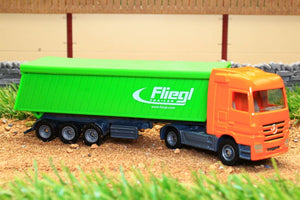 1796 Siku 187 Scale Mercedes Articulated Lorry With Fliegl Tipping Body Tractors And Machinery (1:87