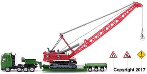 1834 Siku 1:87 Scale Heavy Haulage Transporter with Excavator and Road Signs