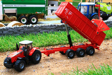 Load image into Gallery viewer, 1844 SIKU 187 SCALE MASSEY FERGUSON TRACTOR WITH TRIPLE AXLE TIPPING TRAILER