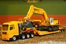 Load image into Gallery viewer, 1847 SIKU 187 SCALE MAN LOW LOADER WITH LIEBHERR EXCAVATOR