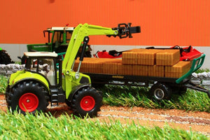 1946 Siku 150 Scale Claas Tractor With Bale Grab And Flat Trailer Bales Tractors And Machinery (1:50