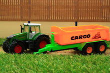 Load image into Gallery viewer, 1989 SIKU 150 SCALE FENDT TRACTOR WITH CARGO HOOK LIFT TRAILER
