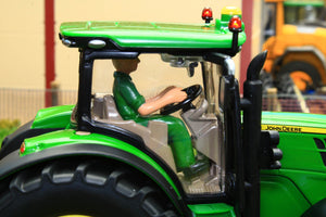 3838 Siku 1:32 Scale John Deere 6175R 4WD Tractor with John Deere Round Baler, Front mounted bale lifter and 2 x round bales