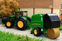 Load image into Gallery viewer, 3838 Siku 1:32 Scale John Deere 6175R 4WD Tractor with John Deere Round Baler, Front mounted bale lifter and 2 x round bales