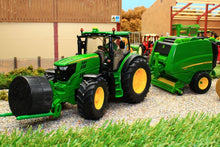 Load image into Gallery viewer, 3838 Siku 1:32 Scale John Deere 6175R 4WD Tractor with John Deere Round Baler, Front mounted bale lifter and 2 x round bales