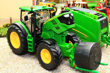 Load image into Gallery viewer, 3838 Siku 1:32 Scale John Deere 6175R 4WD Tractor with John Deere Round Baler, Front mounted bale lifter and 2 x round bales