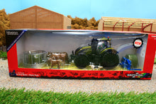 Load image into Gallery viewer, 43323 Britains Olive Green Valtra Playset plus Bale Lifter and Cow Feeder