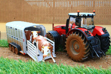 Load image into Gallery viewer, 8608 SIKU MUDDY MASSEY FERGUSON TRACTOR WITH IFOR WILLIAMS STOCK TRAILER AND 2 COWS