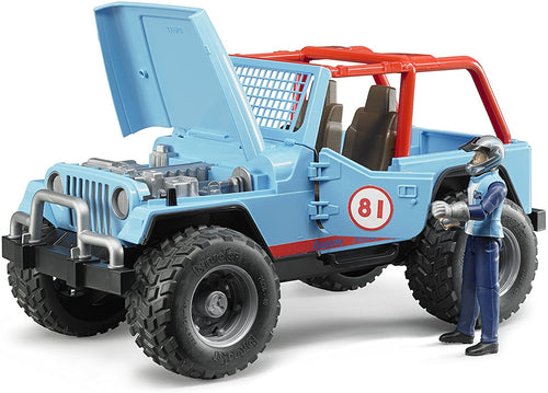 B02541 BRUDER CROSS COUNTRY JEEP BLUE RACER WITH DRIVER