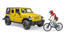 Load image into Gallery viewer, B02543 Bruder Jeep Wrangler Rubicon with Mountain Bike and Cyclist