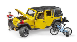 B02543 Bruder Jeep Wrangler Rubicon with Mountain Bike and Cyclist