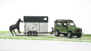 B02592 Bruder Land Rover Station Wagon With Horse Box And Tractors And Machinery (1:16 Scale)
