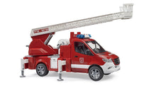 Load image into Gallery viewer, B02673 Bruder MB Sprinter Fire Engine with turntable ladder, pump and light &amp; sound module