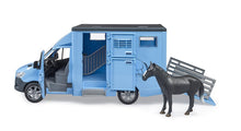 Load image into Gallery viewer, B02674 Bruder Mercedes Benz Sprinter Animal Transporter with 1 horse