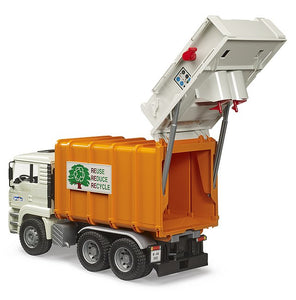 B02772 Bruder MAN TGA Recycling Truck in Orange with 2 bins