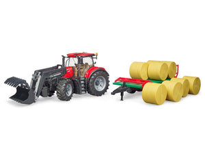 B03198 CASE IH OPTUM 300CVX WITH FRONT LOADER AND BALE TRAILER