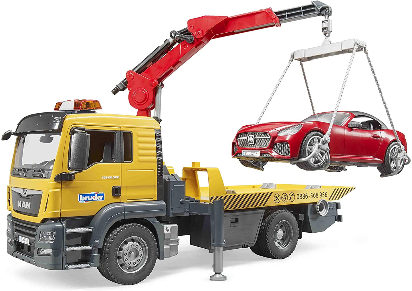 B03750 BRUDER MAN TGS TOW TRUCK WITH ROADSTER