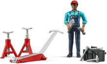 Load image into Gallery viewer, B62100 BRUDER GARAGE MECHANIC SET WITH EQUIPMENT AND FIGURE