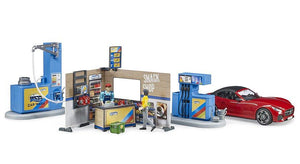 B62111 Bruder BWorld Petrol Station with Vehicle, Figures & Pump