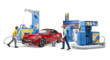 Load image into Gallery viewer, B62111 Bruder BWorld Petrol Station with Vehicle, Figures &amp; Pump