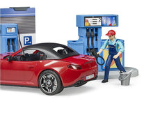 Load image into Gallery viewer, B62111 Bruder BWorld Petrol Station with Vehicle, Figures &amp; Pump