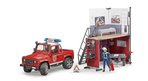 B62701 Bruder Fire Department Set With Land Rover Tractors And Machinery (1:16 Scale)