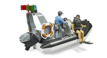 Load image into Gallery viewer, B62733 Bruder Bworld Police boat with rotating beacon light plus 2 figures and accessories