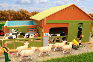 Bt8870 My Big Farm (1:24Th Scale Set) With Free Schleich Cow & Sheep! Authentic Buildings (1:24