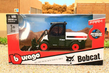 Load image into Gallery viewer, BUR318004 BURAGO 132 SCALE BOBCAT TOOLCAT 5600 WITH PALLET FORKS MOTORIZED BACK WHEELS