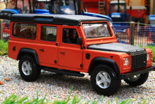 Load image into Gallery viewer, BUR430290 BURAGO 132 SCALE LAND ROVER DEFENDER 110 STATION WAGON IN ORANGE AND BLACK