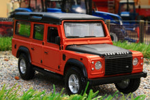 Load image into Gallery viewer, BUR430290 BURAGO 132 SCALE LAND ROVER DEFENDER 110 STATION WAGON IN ORANGE AND BLACK