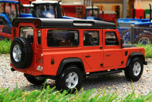 Load image into Gallery viewer, BUR430290 BURAGO 132 SCALE LAND ROVER DEFENDER 110 STATION WAGON IN ORANGE AND BLACK