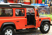 Load image into Gallery viewer, BUR430290 BURAGO 132 SCALE LAND ROVER DEFENDER 110 STATION WAGON IN ORANGE AND BLACK