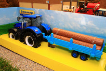 Load image into Gallery viewer, BUR44068 BURAGO 1:32 SCALE NEW HOLLAND T7 HD 4WD TRACTOR WITH LOG TRAILER