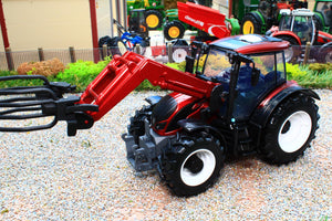 BUR44082 BURAGO 1:32 Scale Valtra N174 Tractor with Front Loader and Round Bale Grab