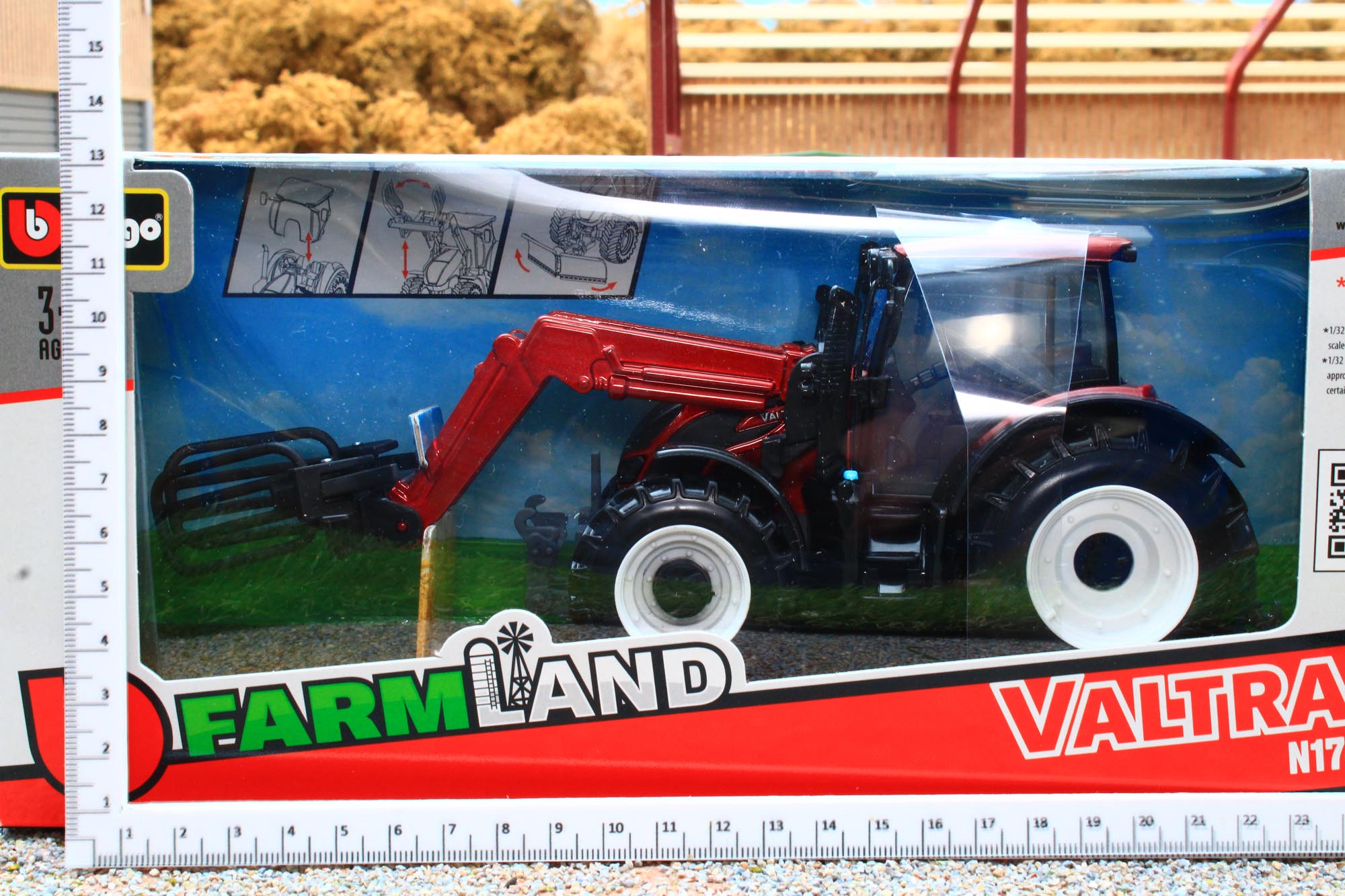 Tracteur Valtra N174 1:32 Bburago Avec Chargeur Frontal - Modèle Détaillé Rouge Ferme Agricole
