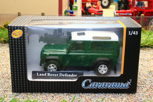 CAR455260 Oxford Diecast Cararama 1:43 scale Land Rover Defender 90 Station Wagon in Dark Green white roof