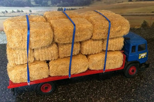 HLT-WM082 Ratchet Straps (Blue) holding straw bales on lorry
