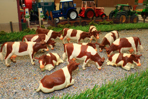 KG571968 KIds Globe Herd of 12 Brown and White Dairy Cows
