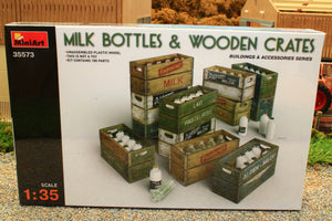 MIA35573 MiniArt 135 Scale Milk Bottles abd Wooden Crates Set